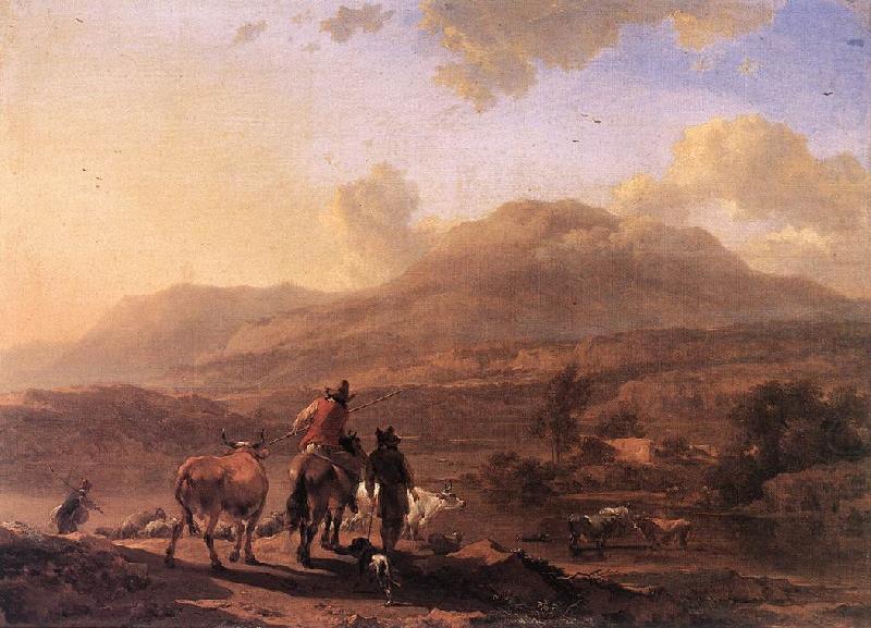 Italian Landscape at Sunset, BERCHEM, Nicolaes